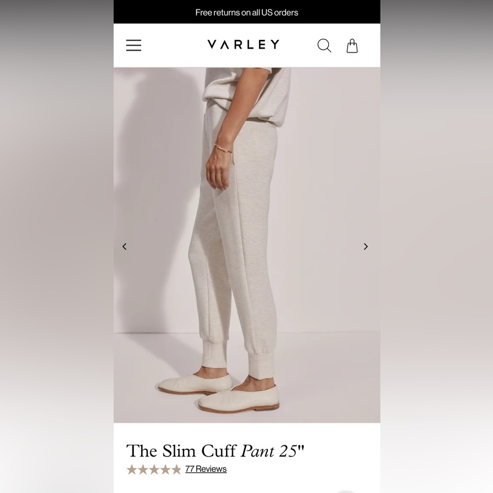 Varley Slim Cuff Pant in Oatmeal